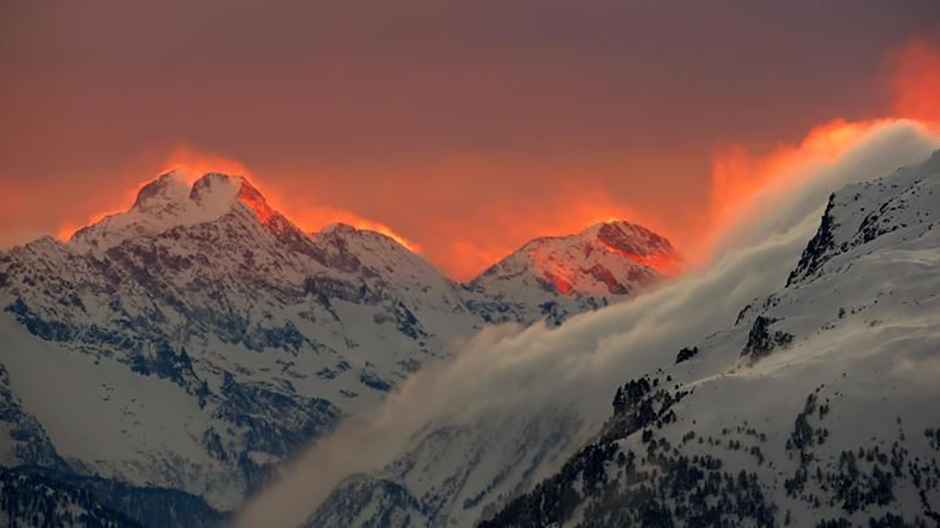 Snow covered mountain landscape